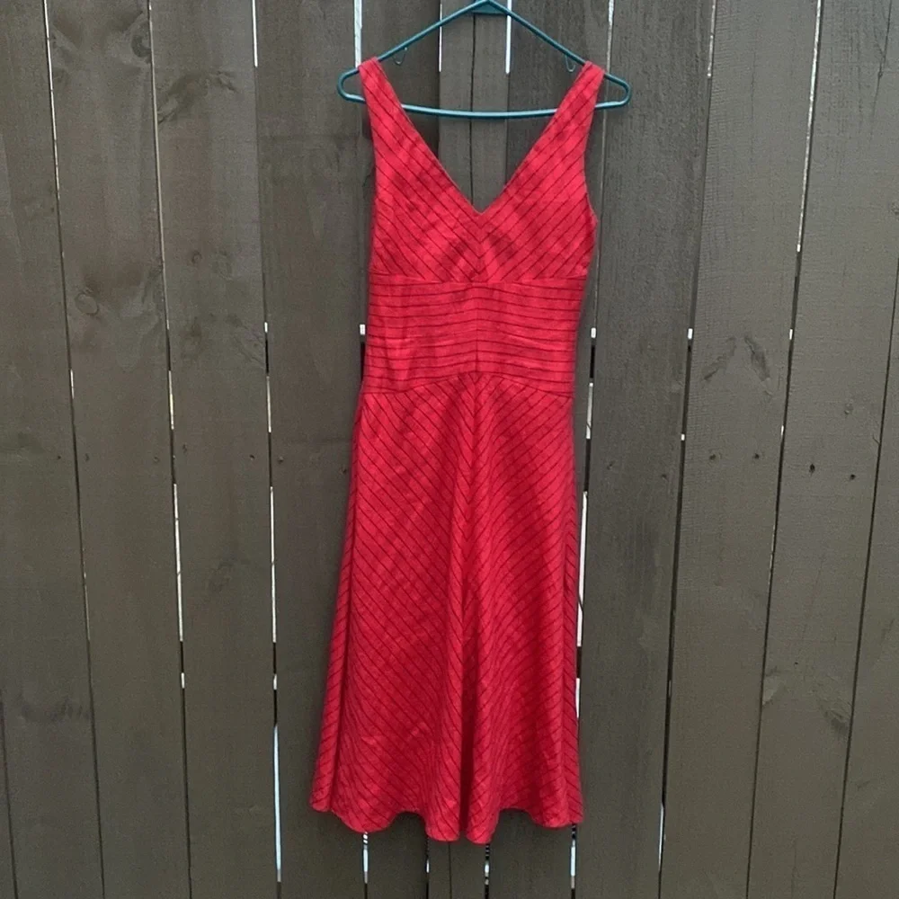 Ralph Lauren Black Label Exclusive Linen Nautical Red & Navy Stripe Midi dress 4 - Picture 4 of 14